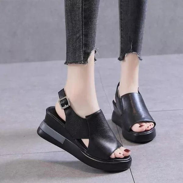 Women's Italian Leather Heel Sandals