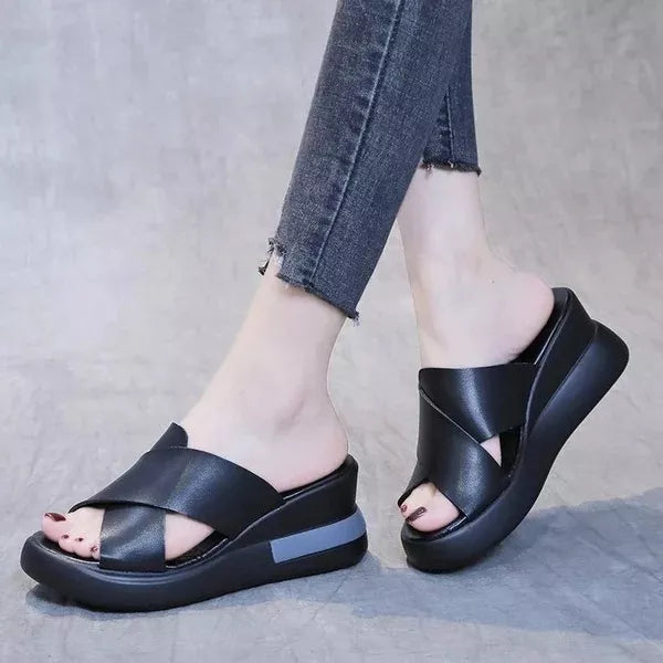 Women's Italian Leather Heel Sandals
