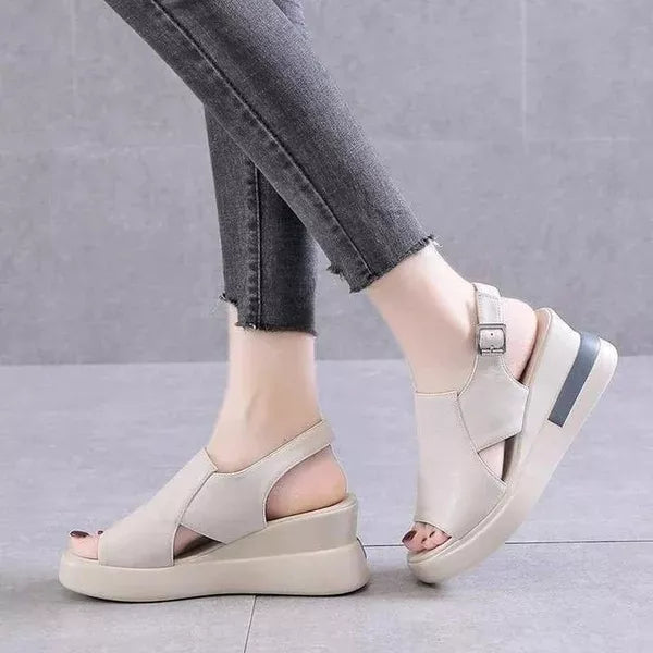 Women's Italian Leather Heel Sandals