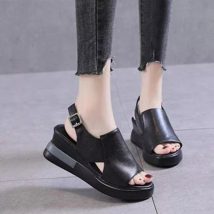 Women's Italian Leather Heel Sandals