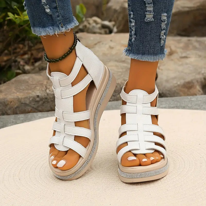 Rhinestone Decor Wedge Sandals